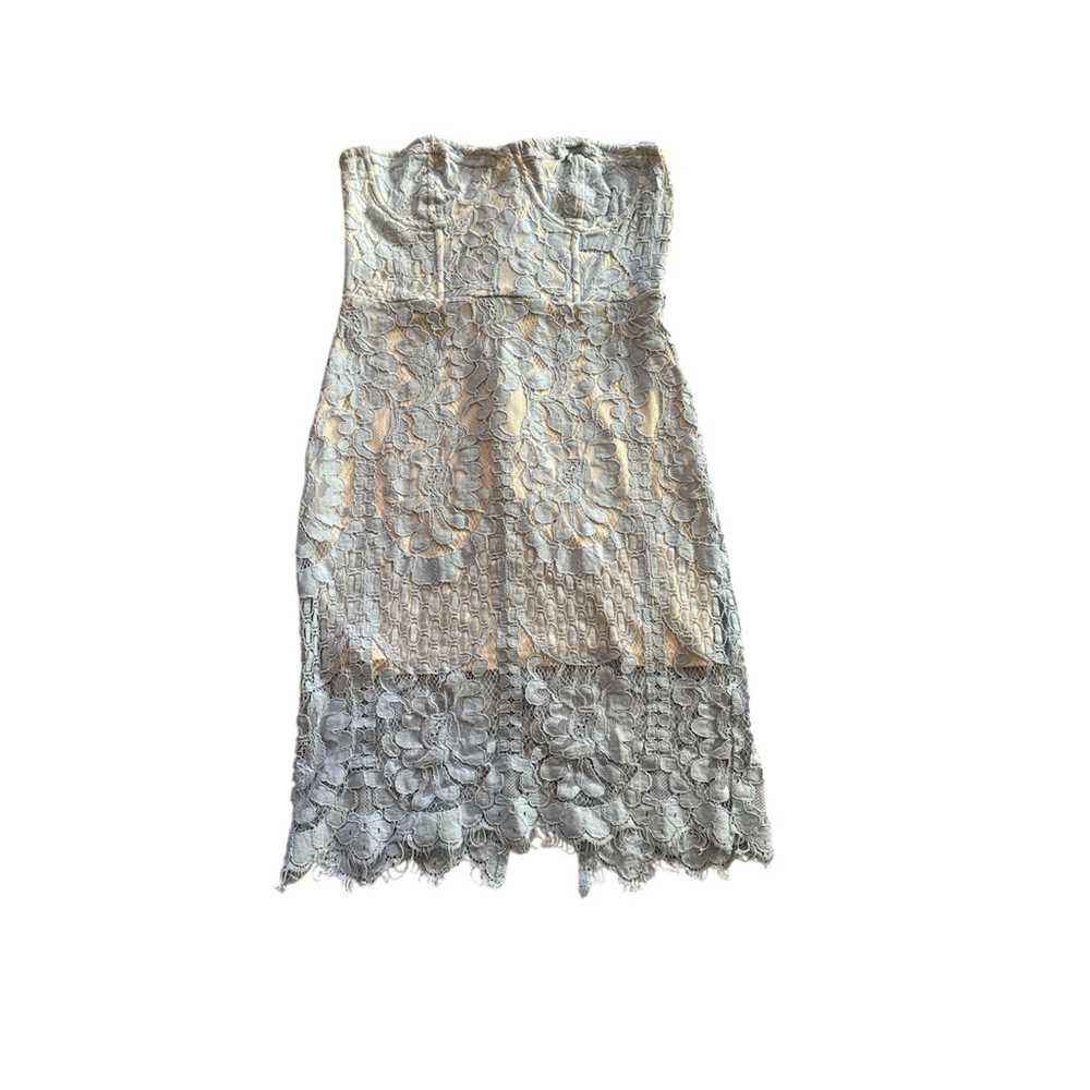 A.Peach Strapless Bodycon Lace Dress SZ M - Picture 2 of 6